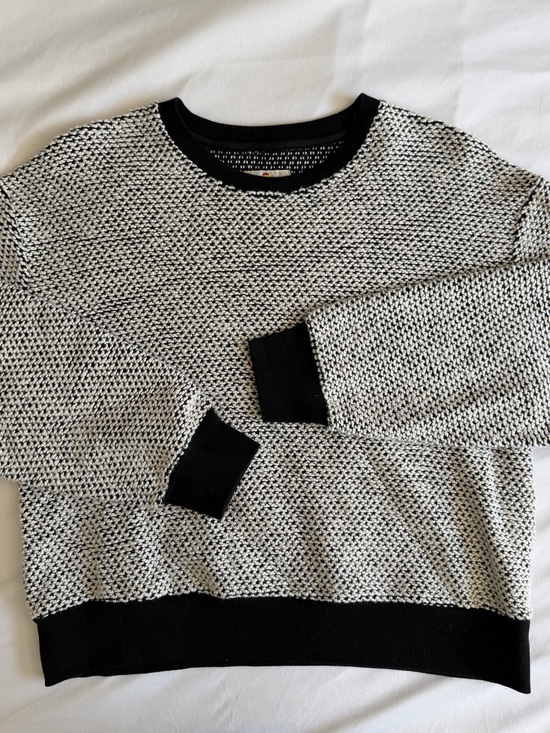 Marine Layer Sweaters - Marine Layer Black White Textured Crew Neck Sweater